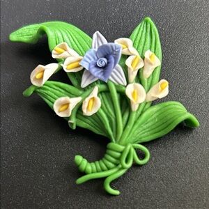 Floral Polymer Clay Brooch